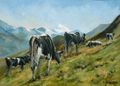 tableaux peintures montagnes alpages vaches chablais abondance abbaye châtel chapelle cours sapins dranse mt mont blanc chamonix